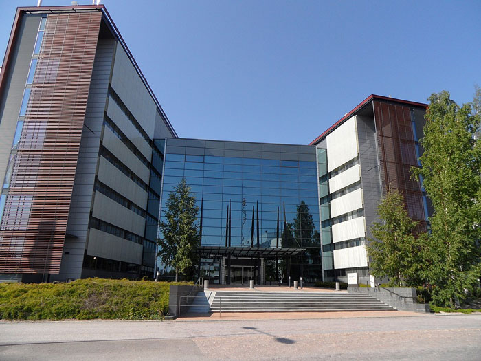 Main entrance of Nokia's headquarters in Espoo