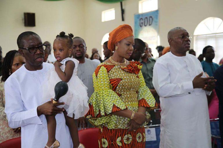 Governor Okowa, Wife, Dame Edith Okowa, & Deputy Governor, Barrister Kingsley Otuaru