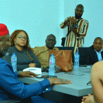 Chief-Tony-Amechi-in-blue-native-attire-and-a-red-cap-sitting-close-to-Mrs.-Evelyn-Nomayo-2 | Delta State Insists on Possible Profitable Partnership with Ireland